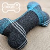 Personalised Bone Dog Toy - Country Tweed Collection - Midnight Blue - Ozzy (Back)